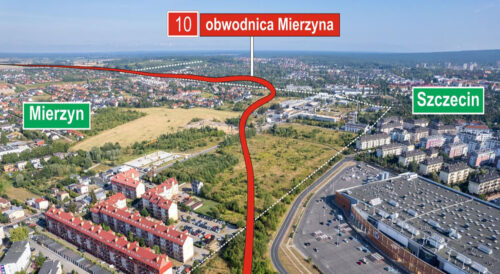 Schemat przebiegu obwodnicy Mierzyna – droga krajowa nr 10