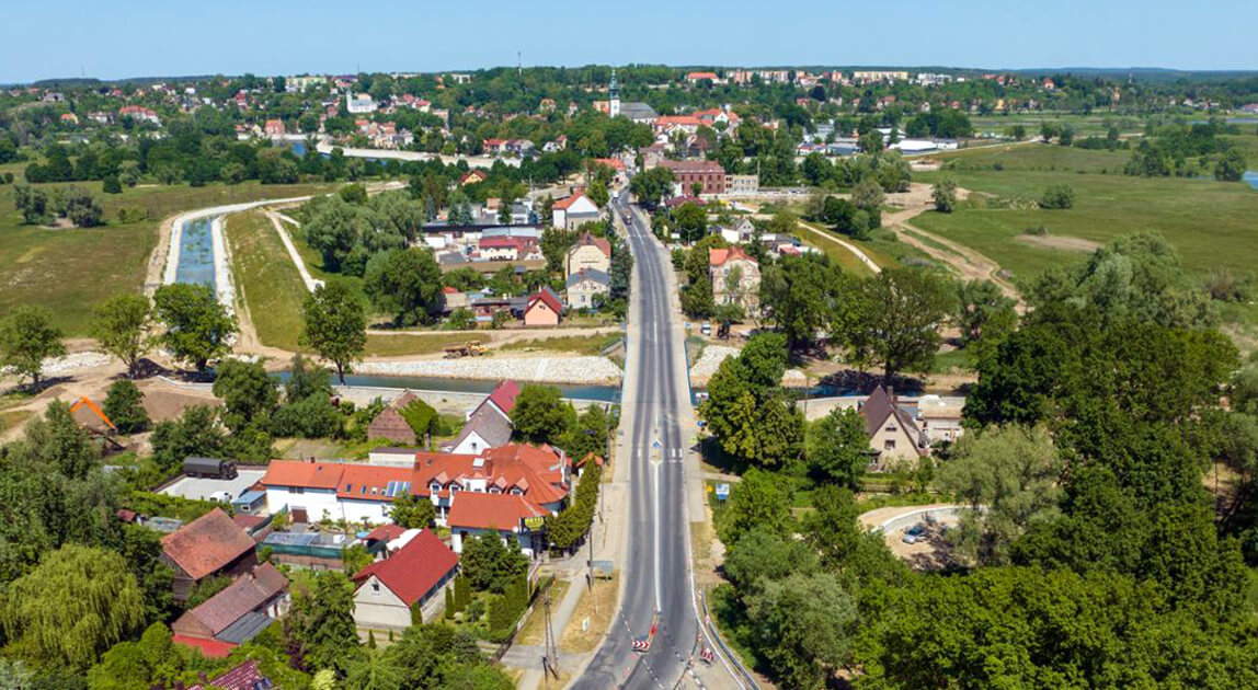 Widok na miasto Krosno Odrzańskie – obwodnica DK29 z decyzją ZRID