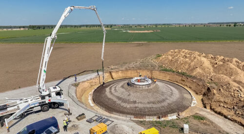 Budowa fundamentów farmy wiatrowej Miejska Górka