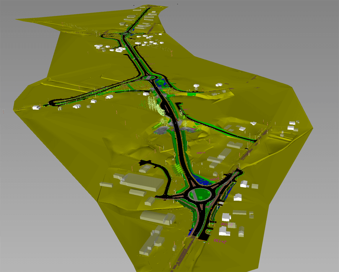 Model przebiegu obwodnicy Zatora w technologii BIM