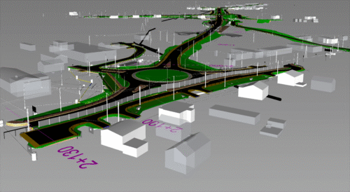 Rzut przebiegu obwodnicy Zatora - technologia BIM