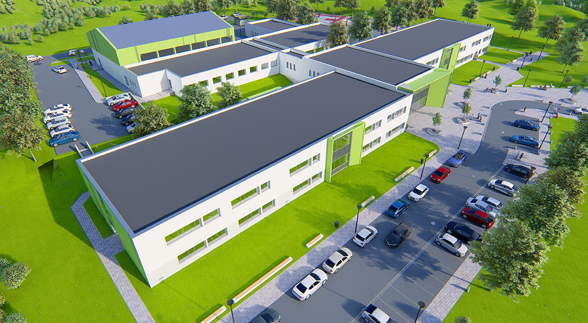 Berger Bau - Wizualizacja hali sportowej w Środzie Śląskiej