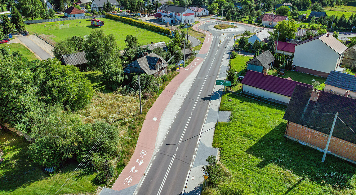 Przebudowana DK46 Lelów – Nakło, rondo w Nakle