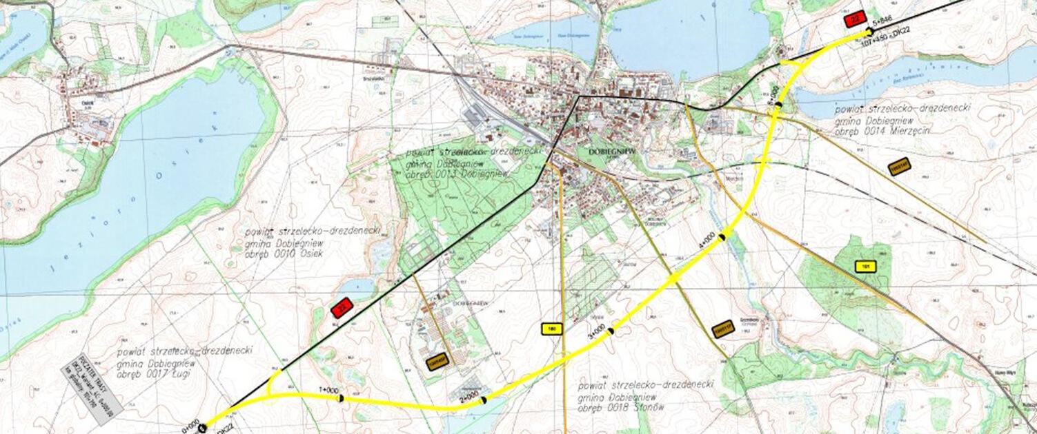 Obwodnica Dobiegniewa w ciągu DK22 - mapa przebiegu