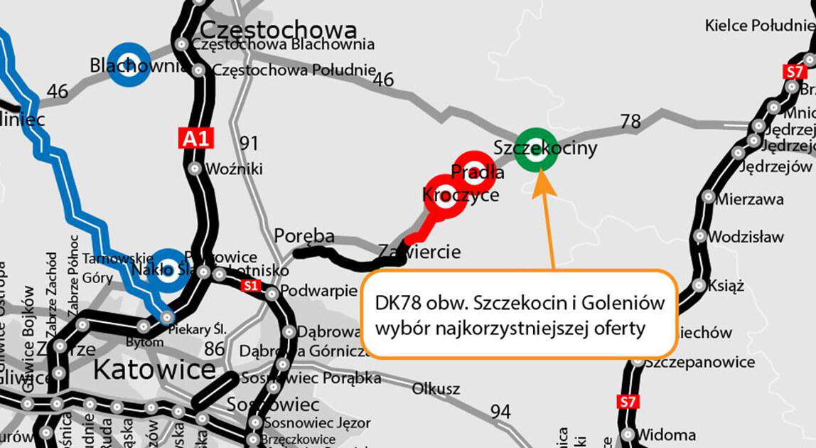 Budowa obwodnicy Szczekocin i Goleniów na DK78