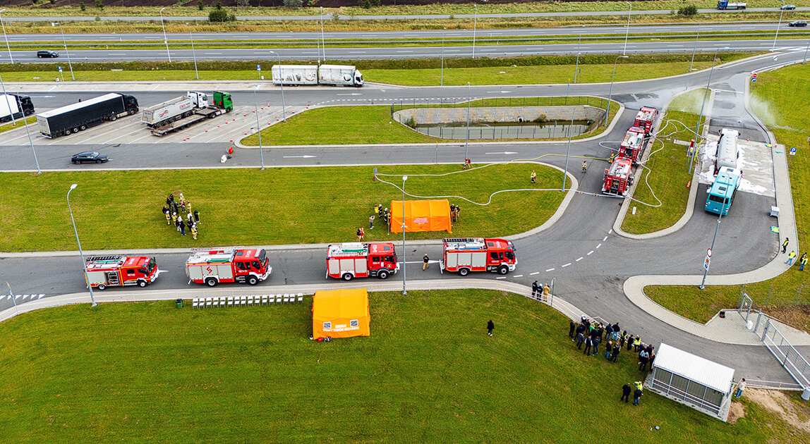 Ćwiczenia służb ratowniczych na MOP Mała Holandia – symulacja wypadku na S7