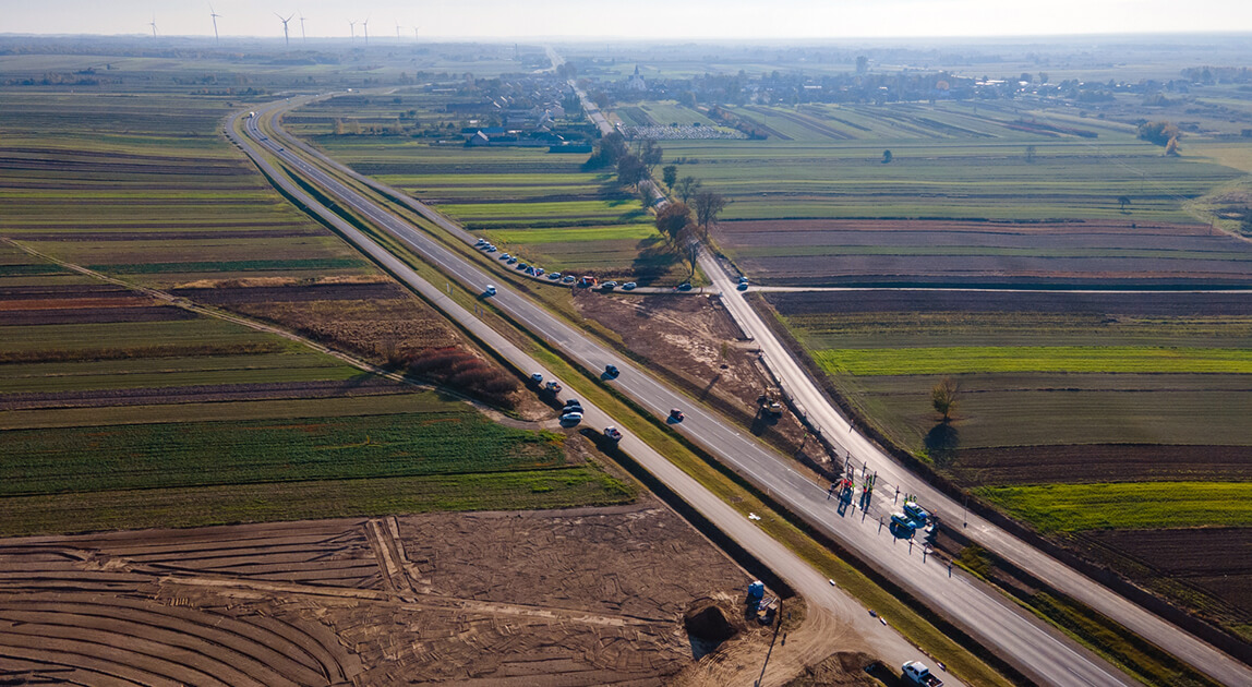 Nowa obwodnica Dzwoli – widok trasy DK74
