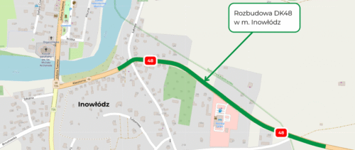 Projekt rozbudowy DK48 w Inowłodzu – planowany odcinek ul. Klasztornej