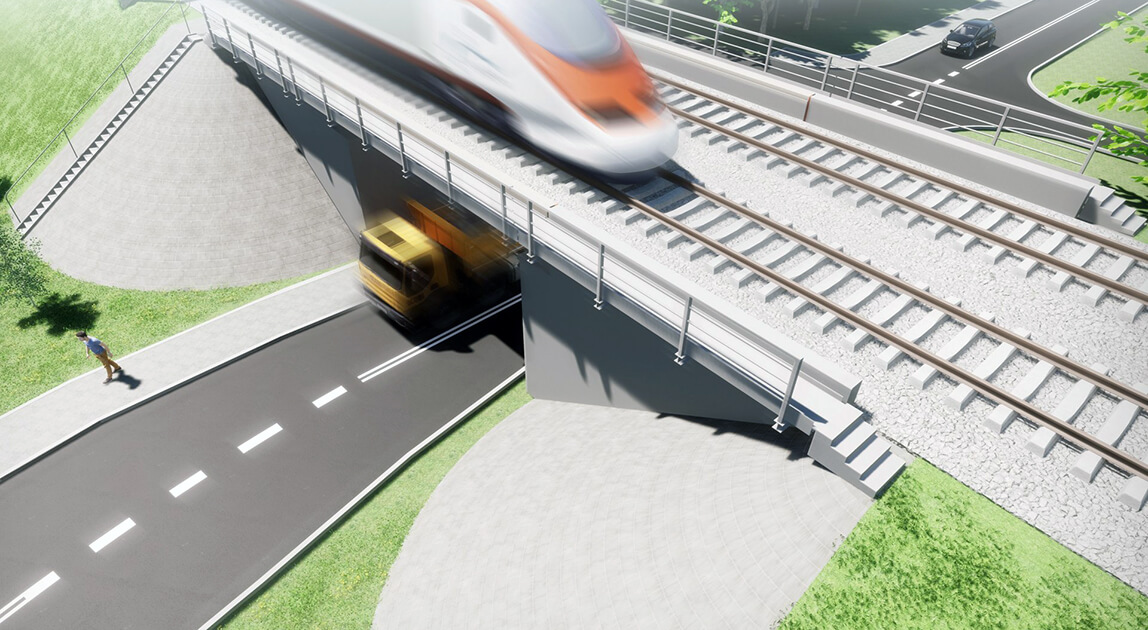 Modernizacja linii kolejowej nr 8 – wizualizacja wiaduktu kolejowego w Sędziszowie