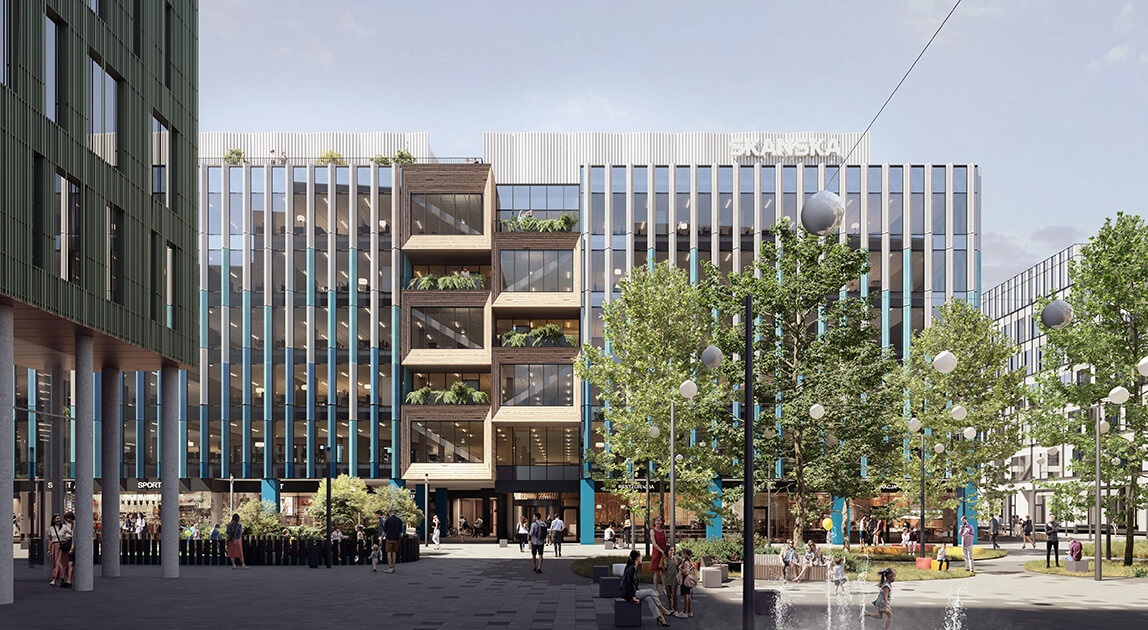 Wizualizacja Nowego Rynku C – zeroemisyjny biurowiec w Polsce Skanska