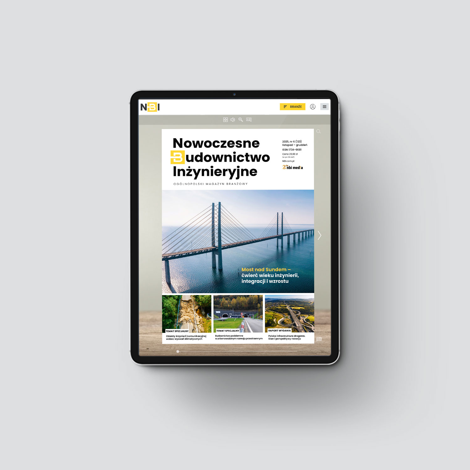 Okładka czasopisma „Nowoczesne Budownictwo Inżynieryjne”, wydanie listopad-grudzień elektroniczne