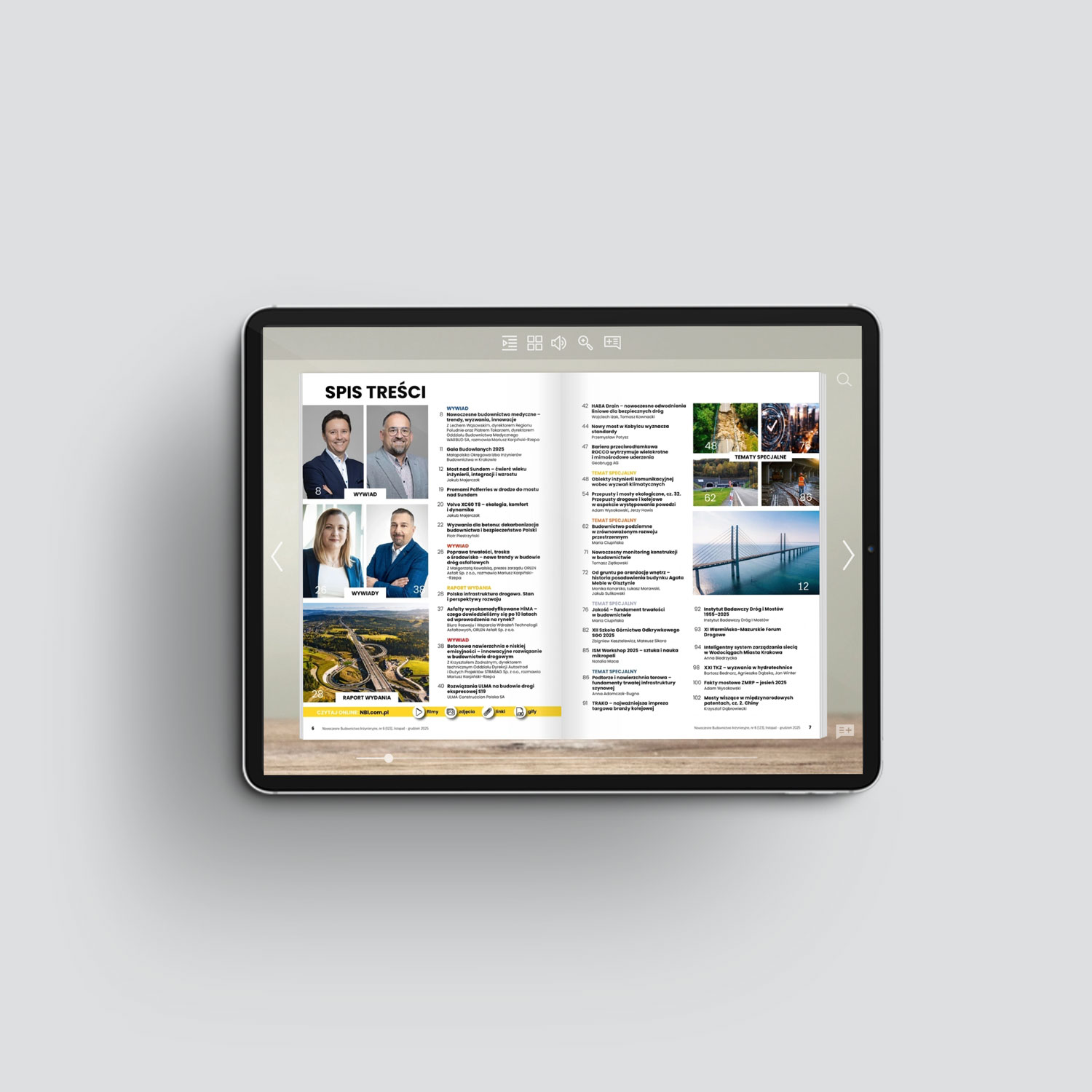 Spis treści czasopisma „Nowoczesne Budownictwo Inżynieryjne”, wydanie listopad-grudzień elektroniczne