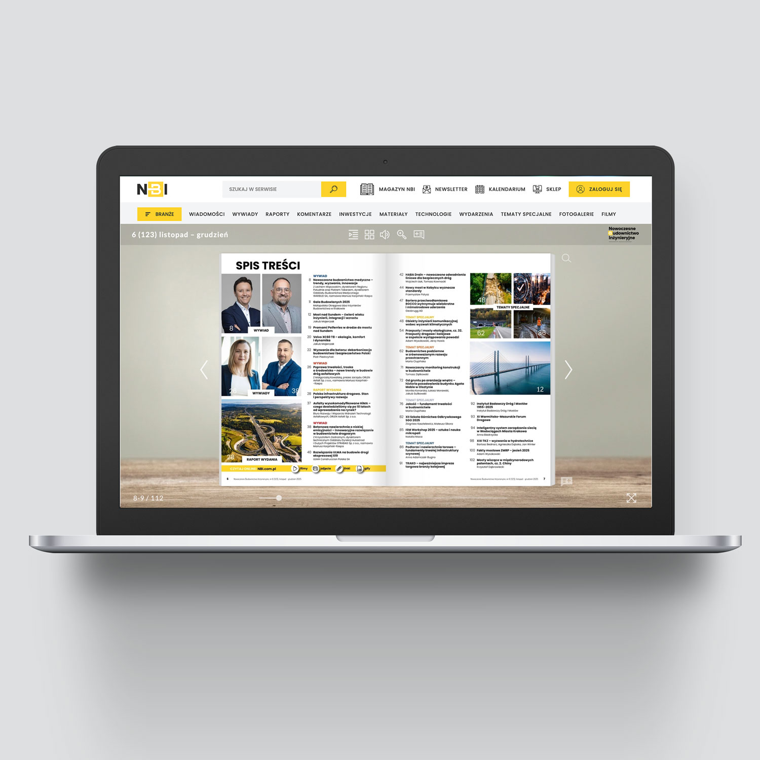 Spis treści czasopisma „Nowoczesne Budownictwo Inżynieryjne”, wydanie listopad-grudzień elektroniczne