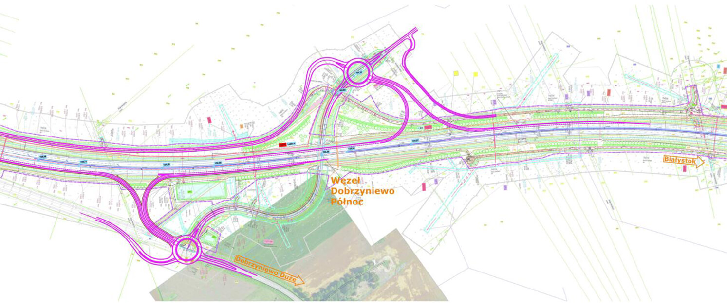 Plan orientacyjny węzła Dobrzyniewo Północ na S19