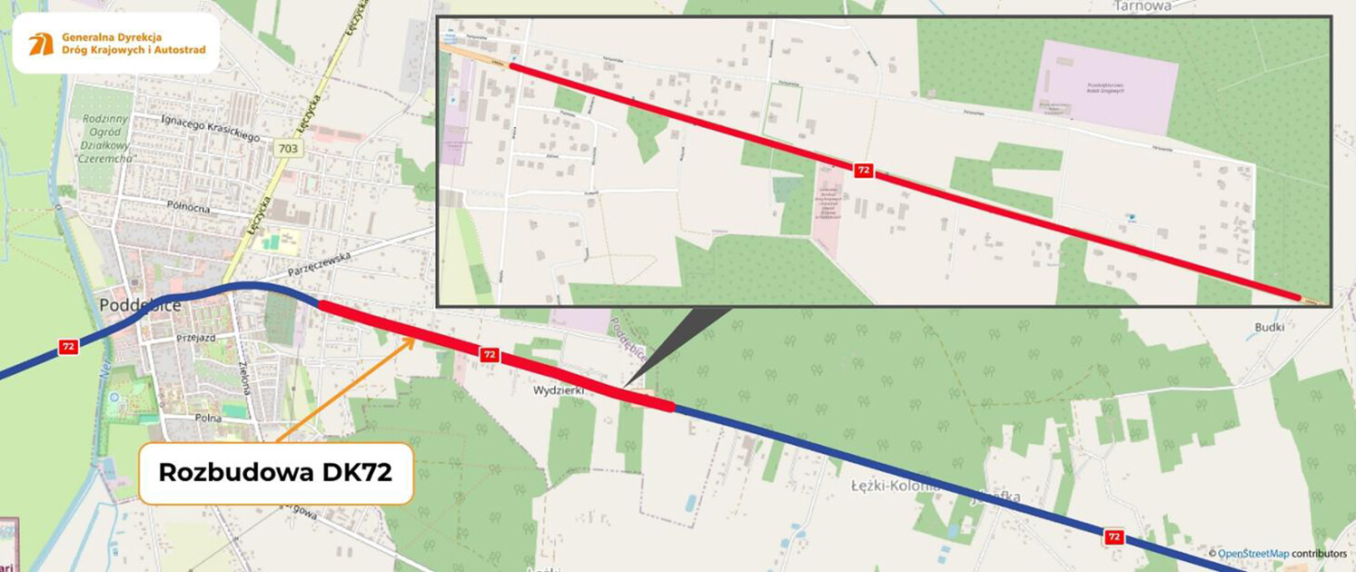 Rozbudowa DK72 – umowa na projekt rozbudowy DK72 w Poddębicach