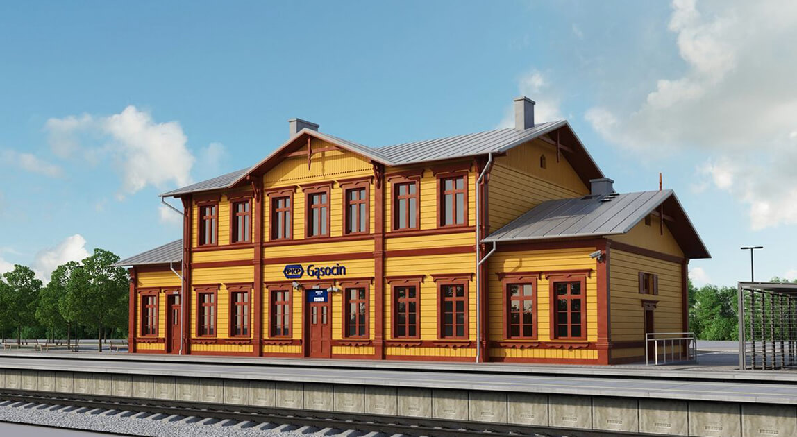 Modernizacja dworca w Gąsocinie – wizualizacja obiektu po modernizacji