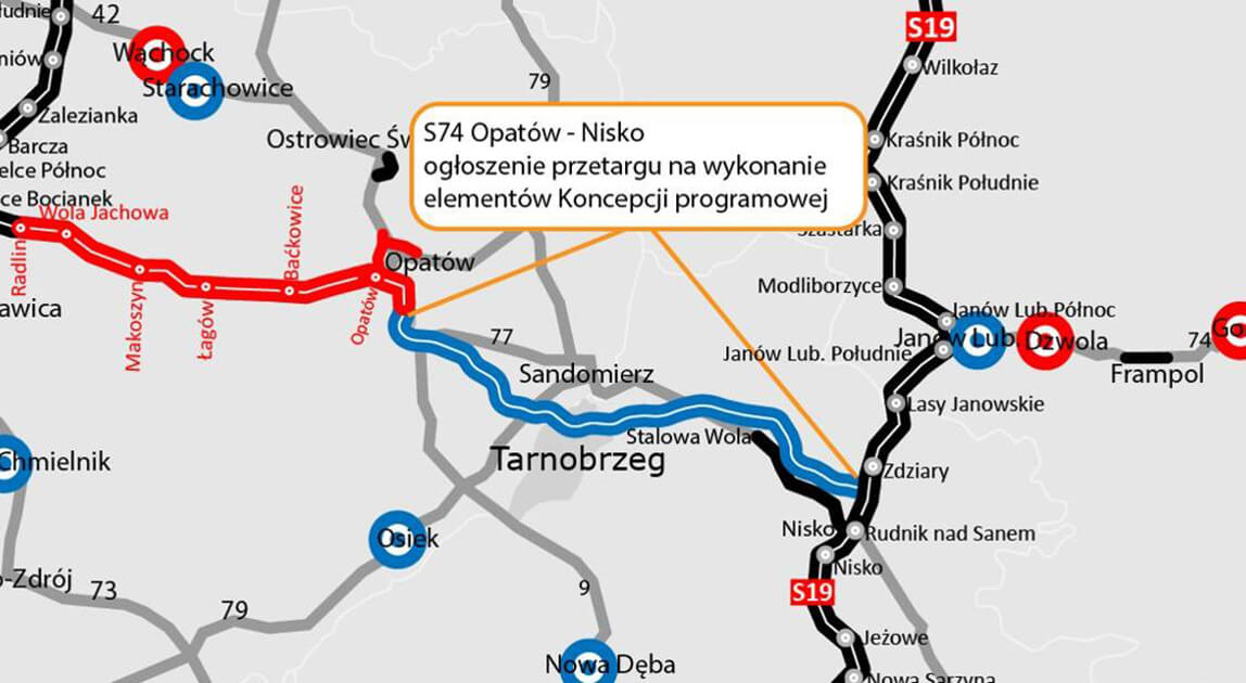 Przetarg na dokumentację dla budowy S74 Opatów – Nisko