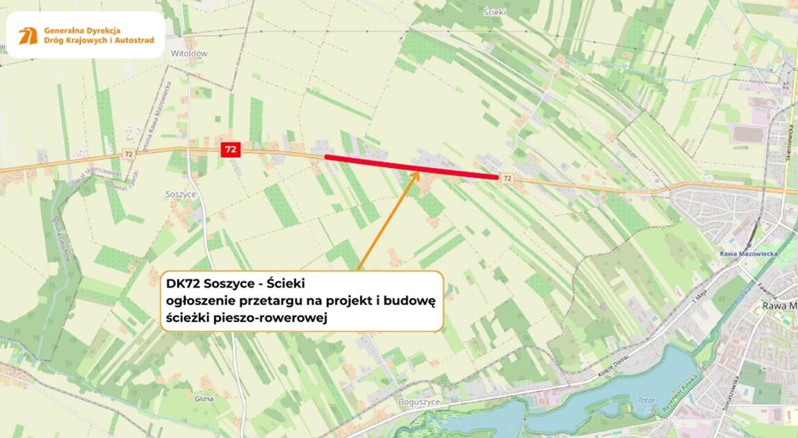 Ścieżka pieszo-rowerowa przy DK72