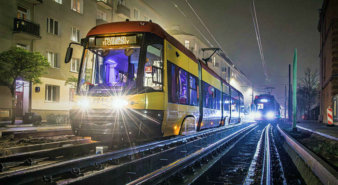Tramwaje na Rakowieckiej w Warszawie – testy torowiska