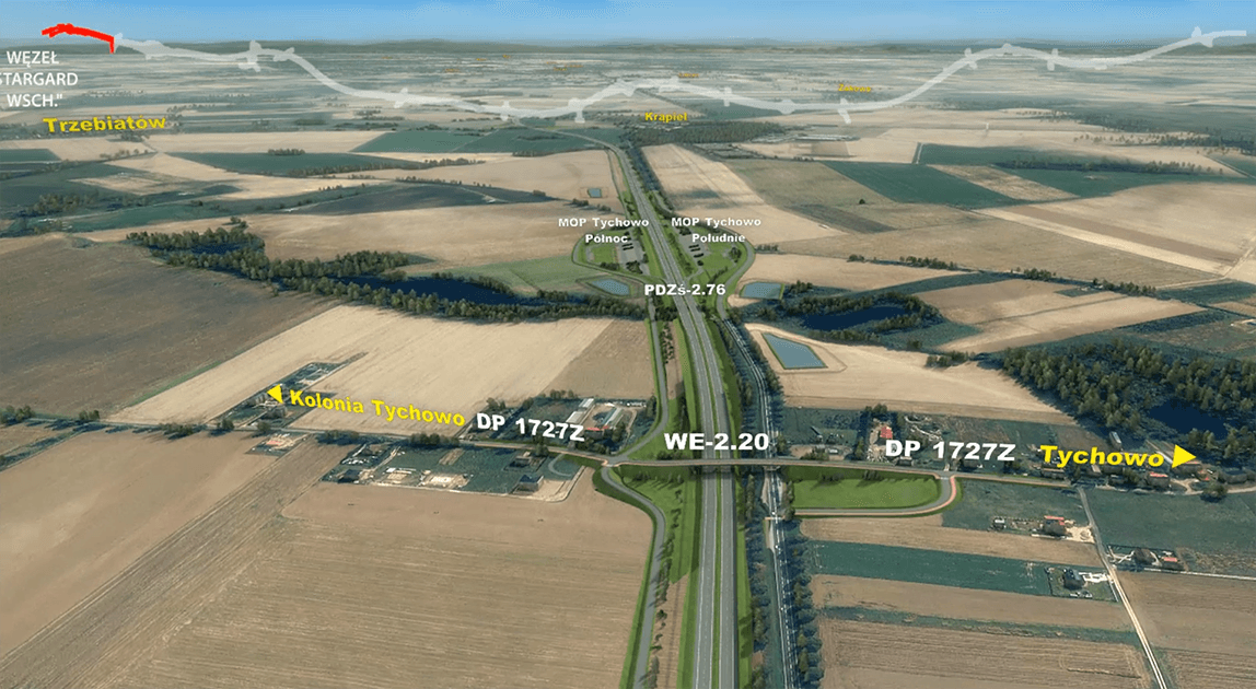 Decyzje ZRID S10 dla Stargard–Suchań - wizualizacja trasy