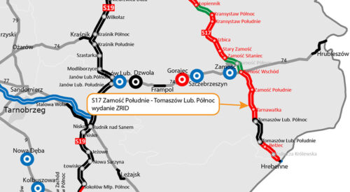 Wydano ZRID dla drogi ekspresowej S17 Zamość Południe Tomaszów Lubelski Północ – mapa odcinka