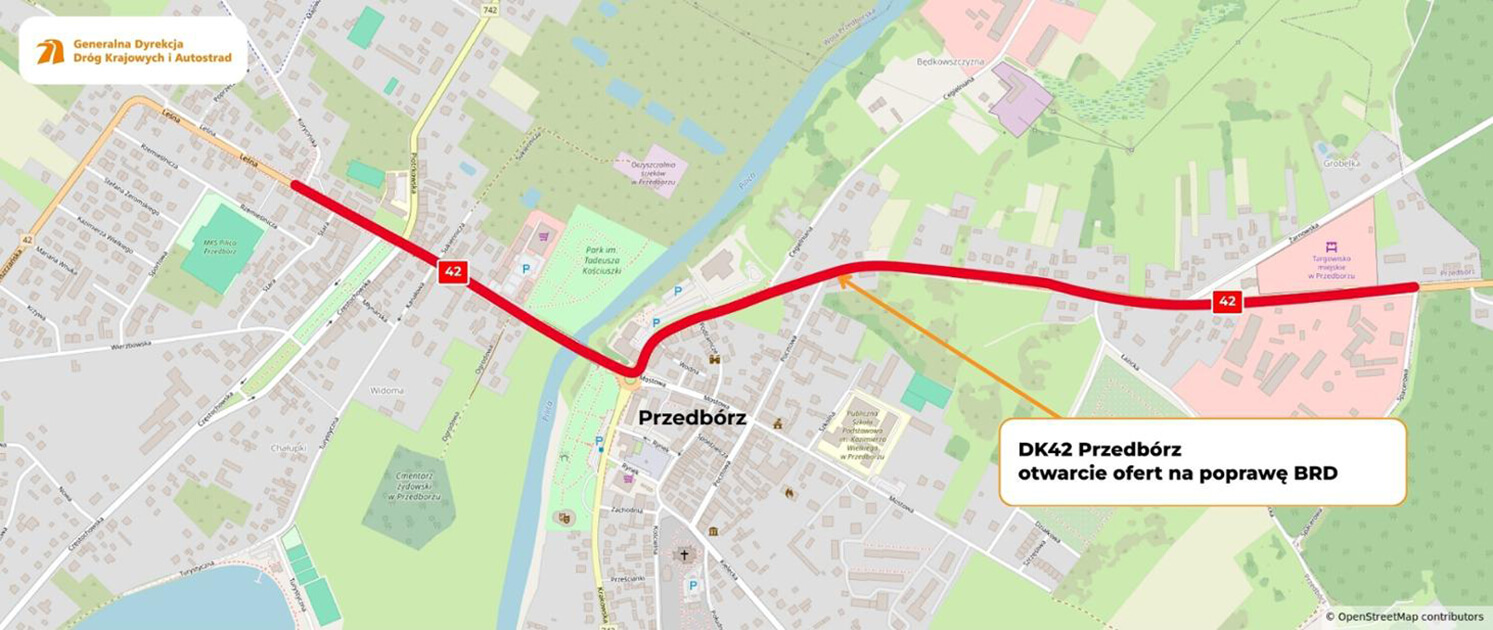 Poprawa bezpieczeństwa na DK42 w Przedborzu – otwarcie ofert