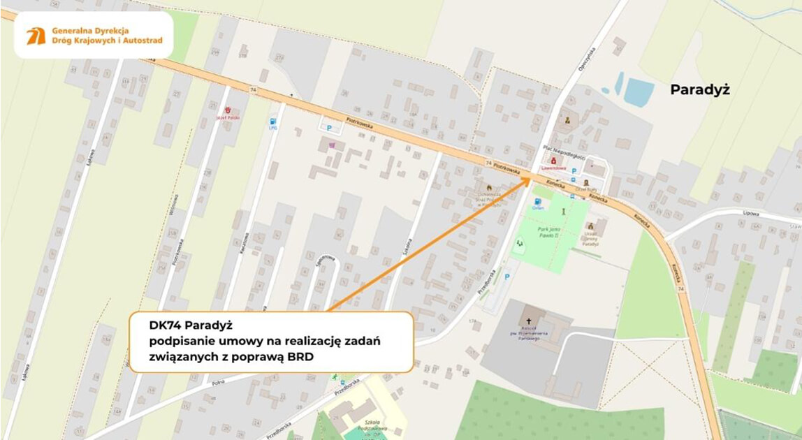 Poprawa BRD na DK74 w Paradyżu – podpisanie umowy na realizację inwestycji