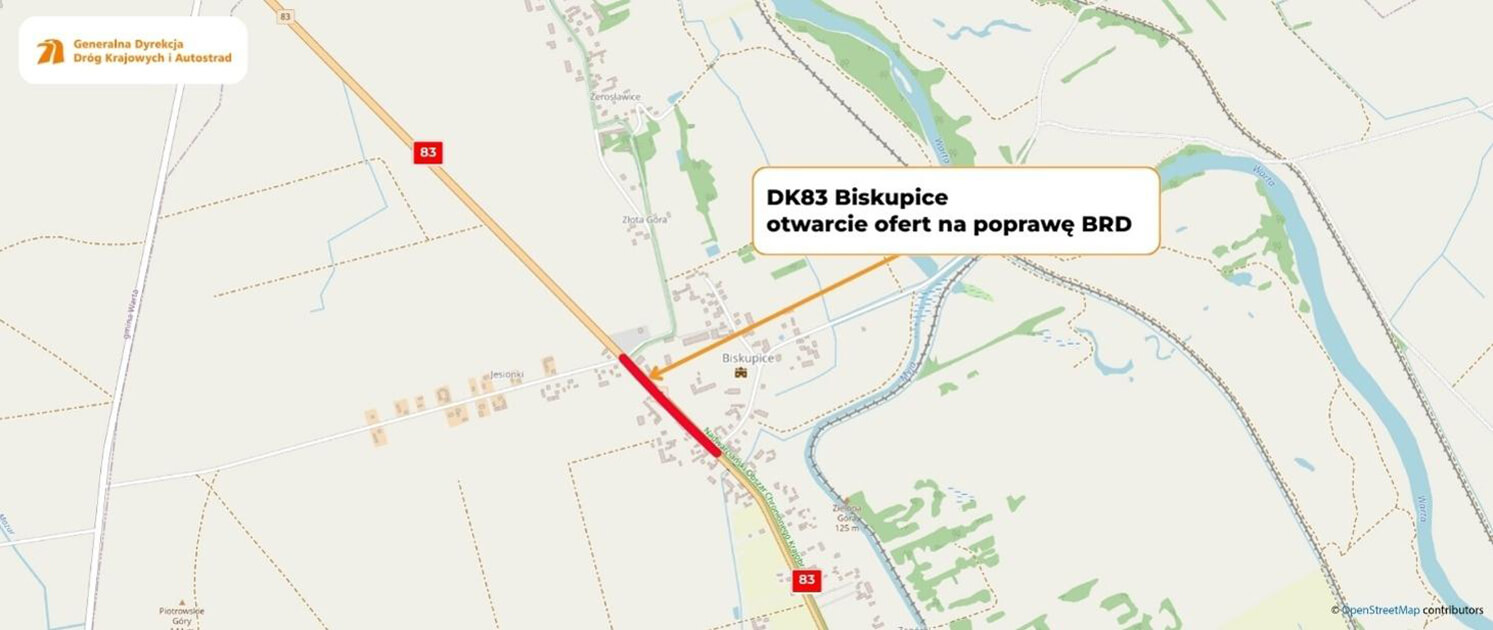 Poprawa bezpieczeństwa na DK83 w Biskupicach – poprawa brd