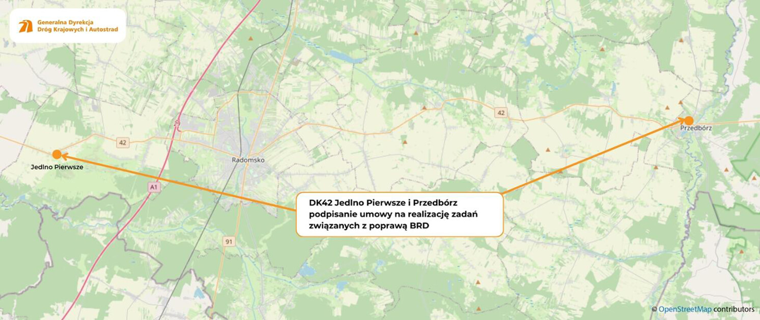 Umowy na poprawę BRD na DK42 w Jedlnie Pierwszym i Przedborzu