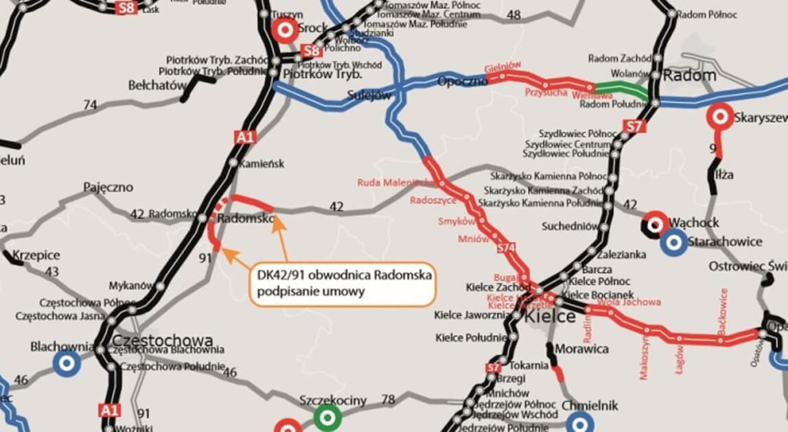 Obwodnica Radomska w ciągu DK91 i DK42 – umowa na realizację obwodnicy Radomska