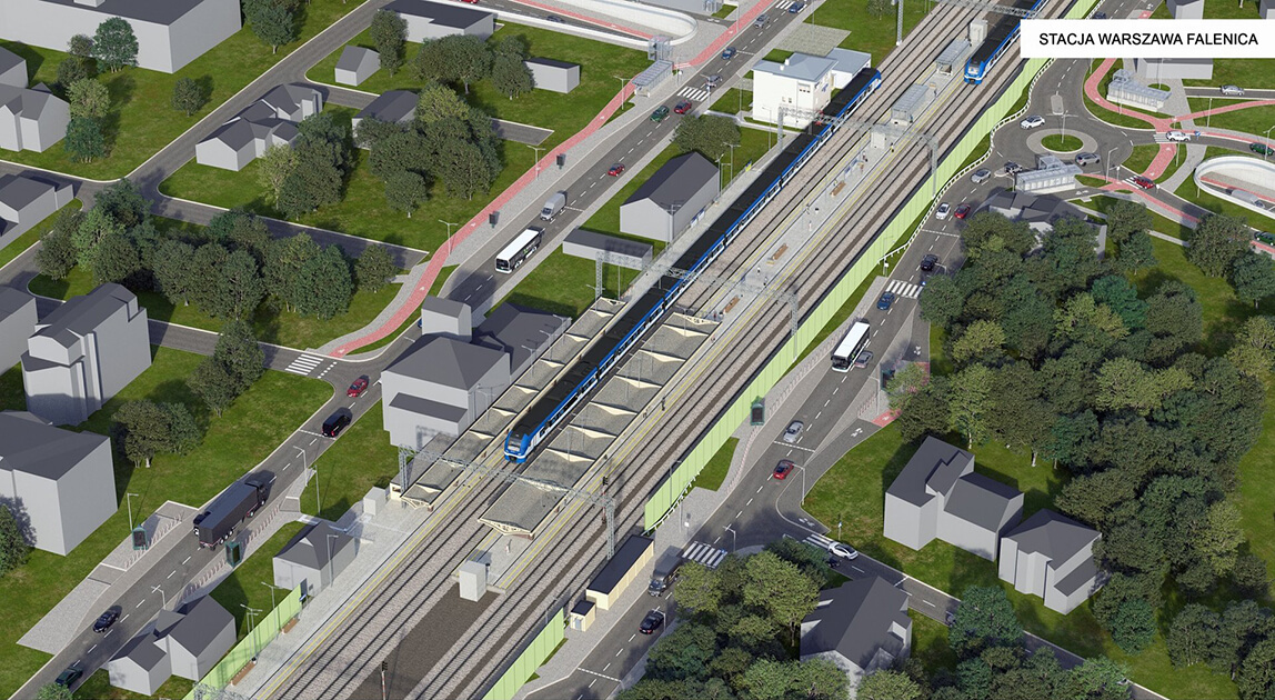 Dofinansowanie z FEnIKS dla linii otwockiej – wizualizacja stacji Warszawa Falenica