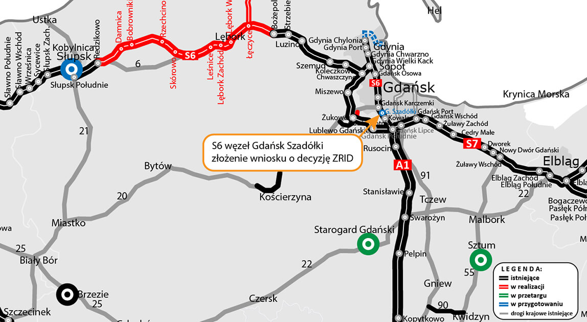 Złożono wniosek o ZRID dla rozbudowy węzła Gdańsk Szadółki