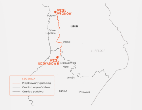 Trasa gazociągu Wronów – Rozwadów – Decyzje lokalizacyjne