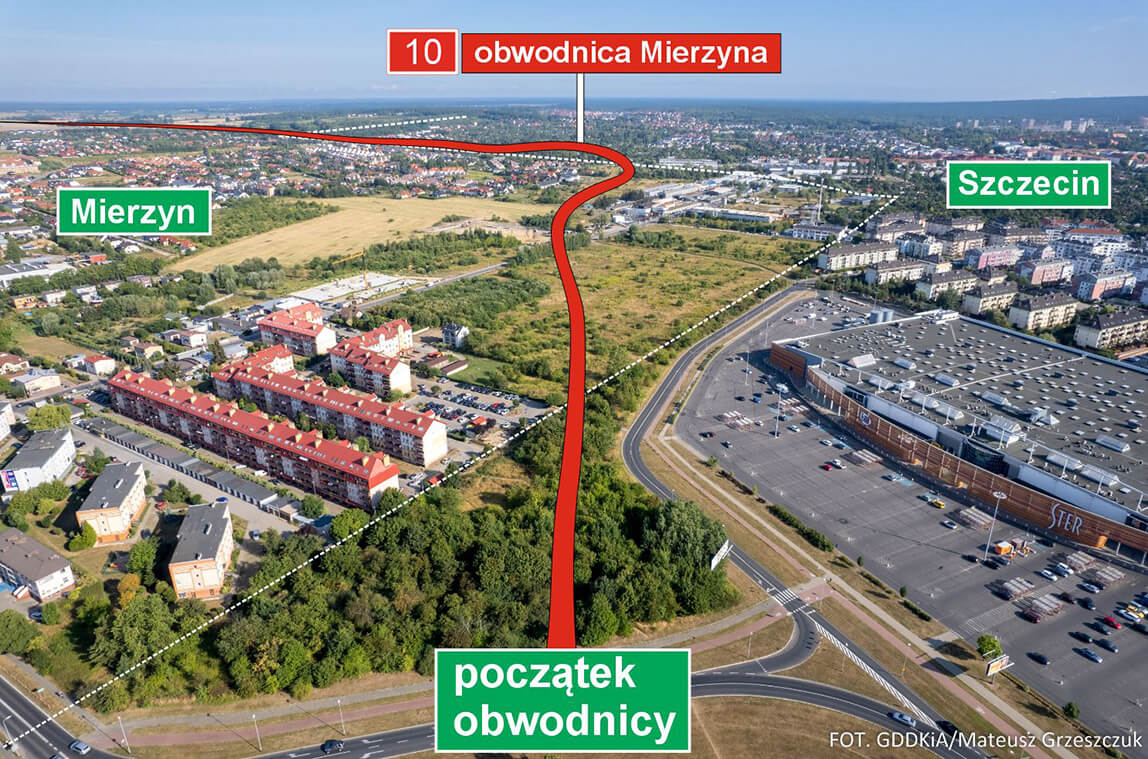Obwodnica Mierzyna w ciągu DK10 – planowany przebieg trasy