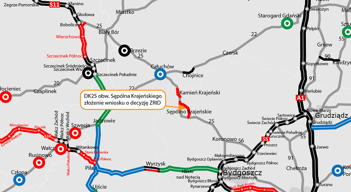 Obwodnica Sępólna Krajeńskiego w ciągu DK25 – wniosek o decyzję ZRID
