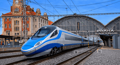 Pendolino PKP Intercity w Czechach na stacji Praga