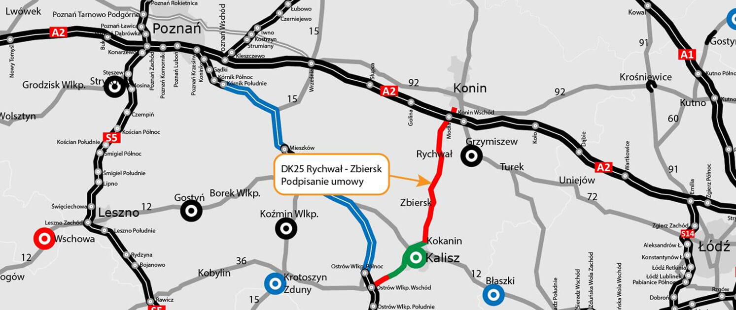 Umowa na rozbudowę DK25 Rychwał – Zbiersk