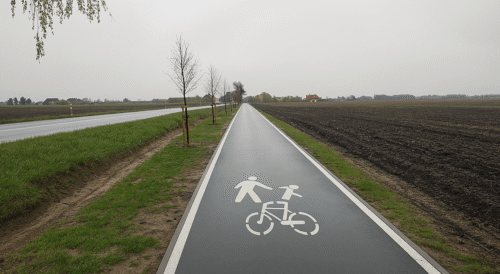 Nowa droga pieszo-rowerowa wzdłuż DK11 na odcinku Janków – Kuczków – Krzywosądów po zakończeniu budowy