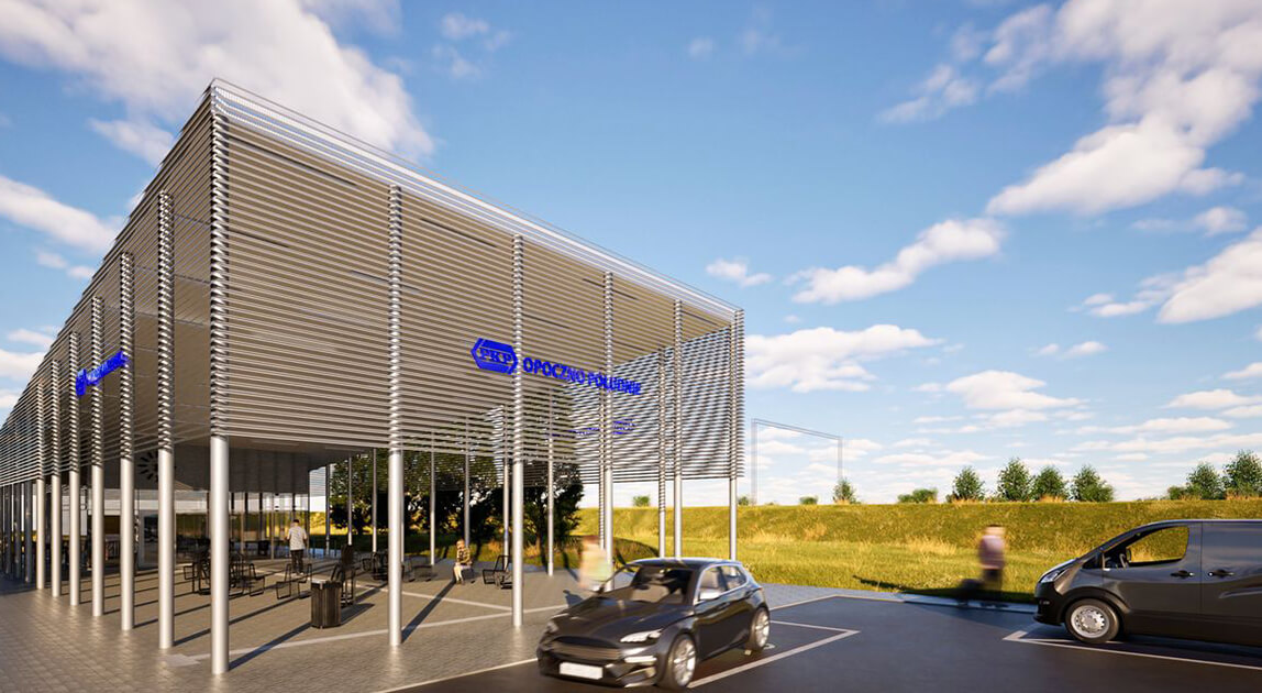 Wizualizacja nowego dworca kolejowego Opoczno Południe, materiał poglądowy PKP