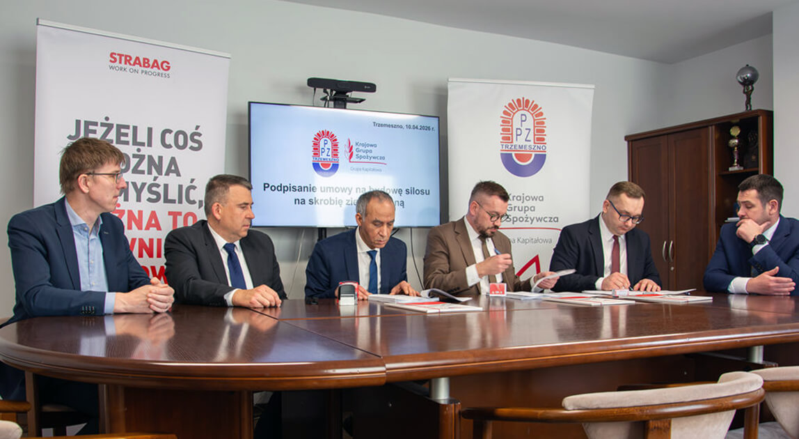 Podpisanie umowy na budowę nowoczesnego silosu do skrobi ziemniaczanej w zakładzie PPZ Trzemeszno realizowana przez STRABAG