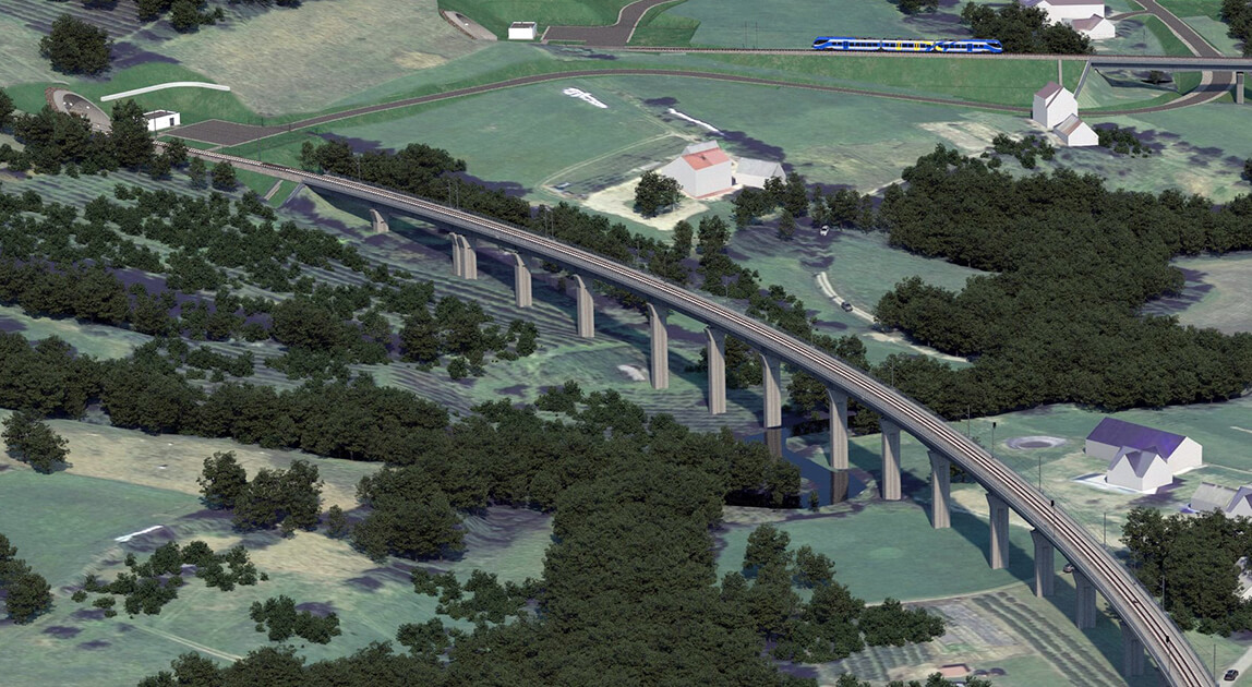 Wizualizacja estakady w Stróży, w ramach projektu Podłęże-Piekiełko