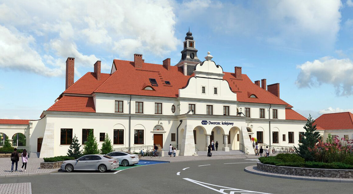 Wizualizacja dworca kolejowego w Żyrardowie, dofinansowanie inwestycji PKP