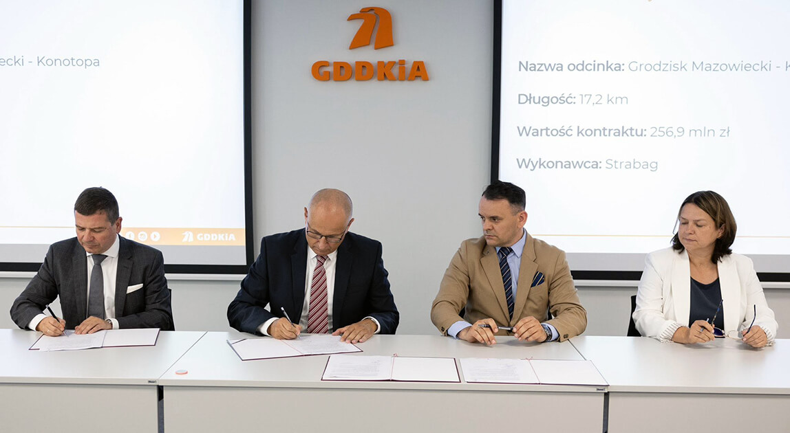 STRABAG poszerzy odcinek A2 Grodzisk Mazowiecki – Konotopa, podpisanie umowy na rozbudowę
