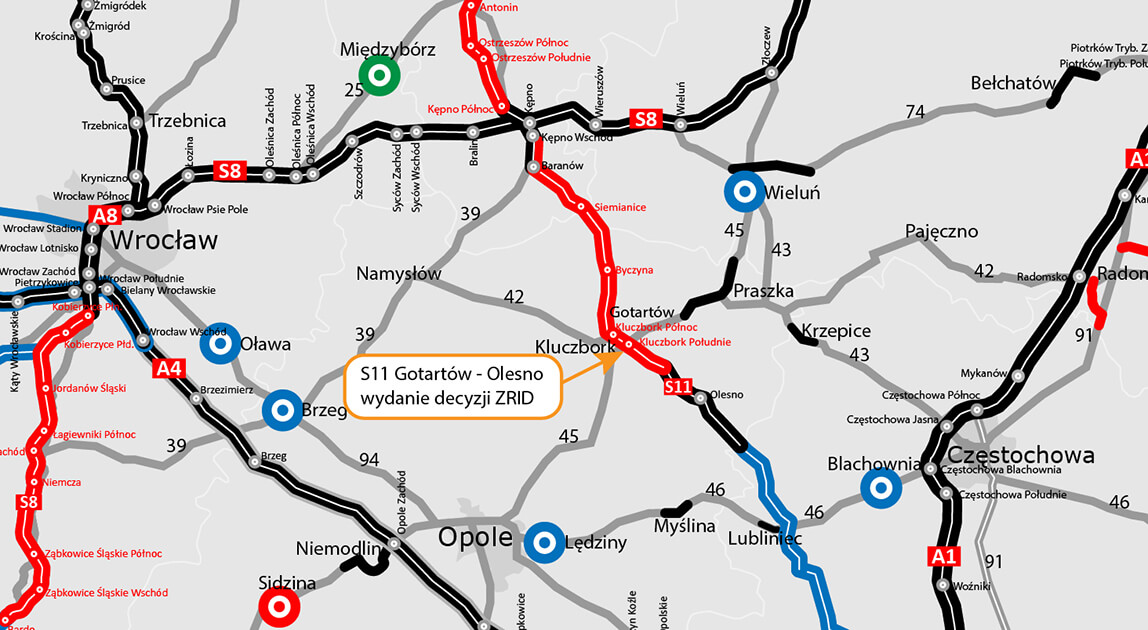 Wydano ZRID dla budowy drogi ekspresowej S11 od Gotartowa do początku obwodnicy Olesna