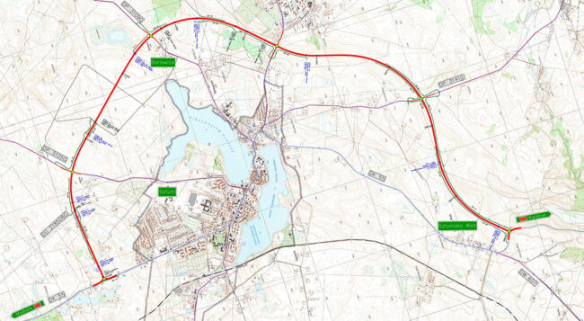 Wybrano wykonawcę obwodnicy Sztumu w ciągu drogi krajowej nr 55, Trakcja wykonawcą inwestycji, mapa przebiegu obwodnicy