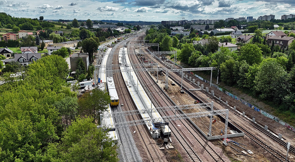 Budowa nowych peronów i kładki na stacji kolejowej Kraków Batowice