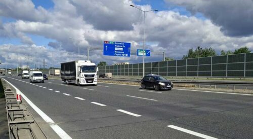 Autostrada A4 w Krakowie w rejonie mostów nad Serafą.