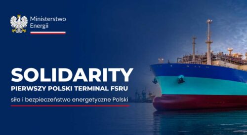 Pierwszy polski terminal FSRU „Solidarity” przedstawiony na grafice GAZ-SYSTEM.