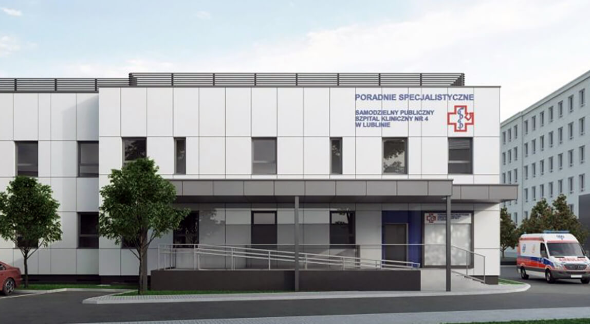 WARBUD rozbuduje Poradnie Specjalistyczne USK Nr 4 w Lublinie, wizualizacja Poradni Specjalistycznych Uniwersyteckiego Szpitala Klinicznego Nr 4 w Lublinie