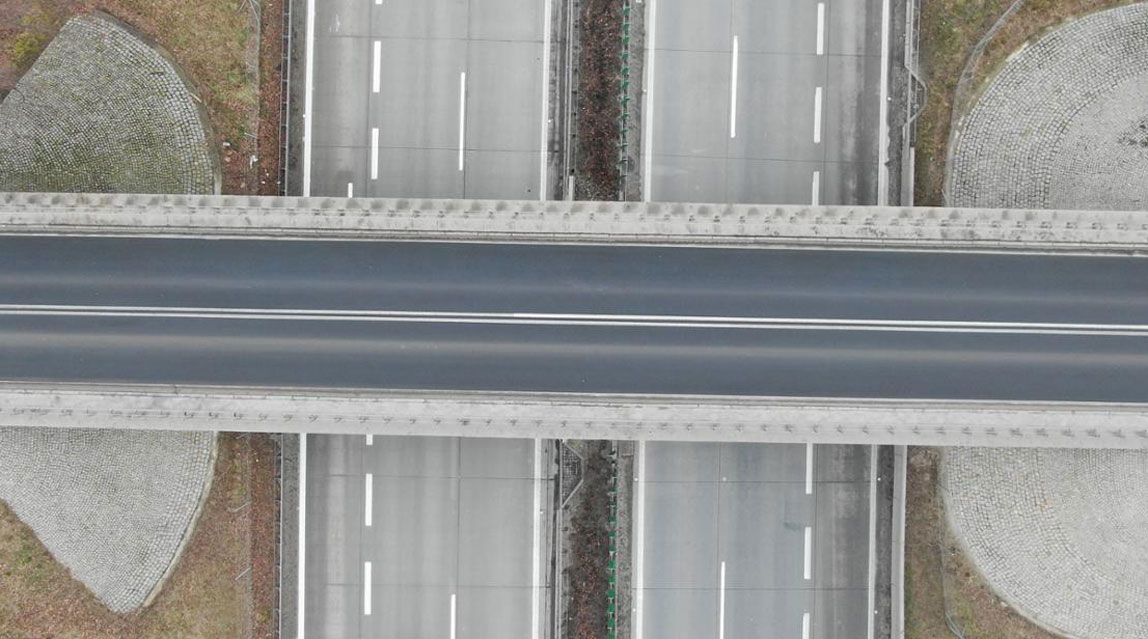 Węzeł Budziszów na autostradzie A4 przed remontem łącznic